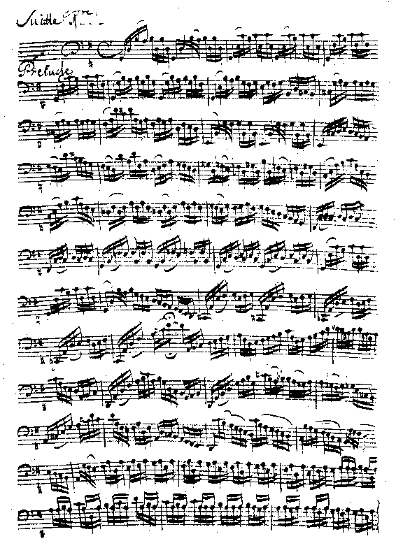 Solo Cello Suite No.1 in G Major BWV 1007 by J.S.Bach in the Anna Magdalena  manuscript: Prelude