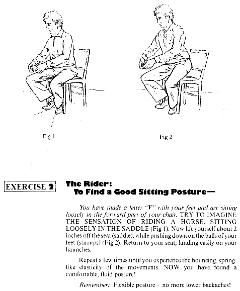 The Rider: To Find a Good Sitting Posture _ This exercise from Master Lesson 1 of The Joy of Cello Playing book series by Harry Wimmer draws the analogy of sitting loosely in the saddle while riding a horse.