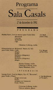The night's program at the Sala Casals